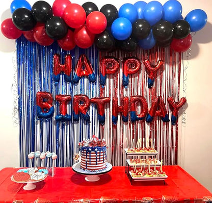 Black Red and Blue Balloons, 12Inch Spider Theme Balloon Metallic Silver Black - Image 2
