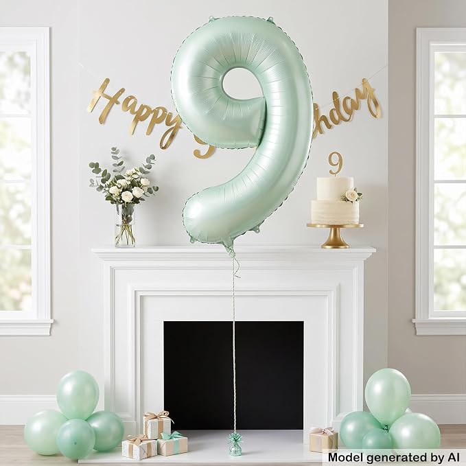 40 Inch Olive Green Number 9 Balloon - Image 5
