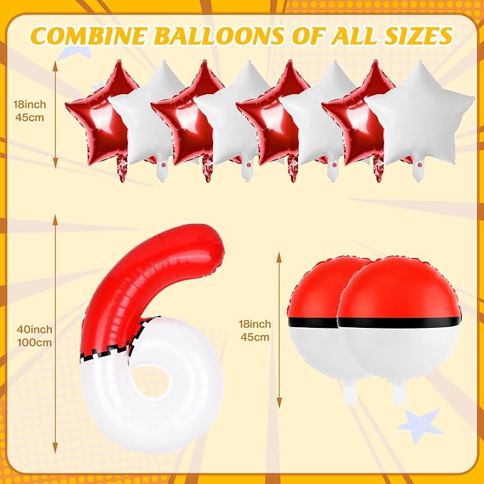 40 Inch Red & White Cartoon Themed Theme Number Balloon, Number Block Foil - Image 2