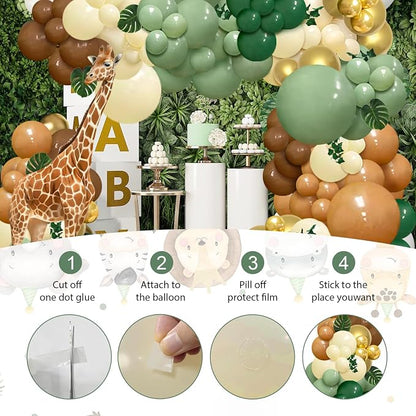 142pcs Jungle Safari Sage Brown Balloon Arch Kit - Image 4