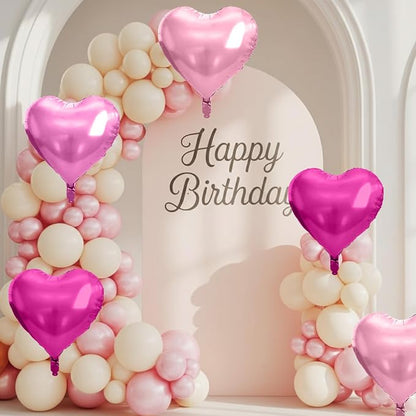 Pastel Pink Heart Balloons, 18 Inch Light Pink Rose Red Foil Balloons Helium - Image 7