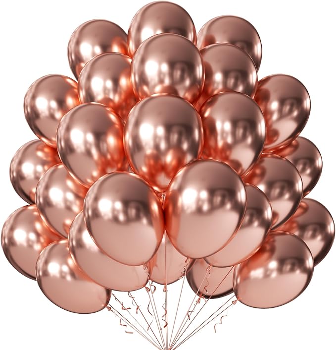 12 Inch Metallic Rose Gold Balloons, Baby Shower, Graduate Party Decorations by KALOR