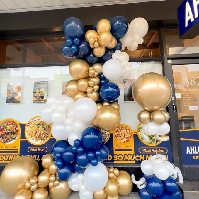 412Pcs Navy Blue and Gold Balloons Arch Garland Kit, 5 10 12 18 inch gold and - Image 6