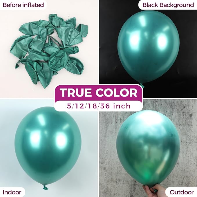 Bezente Metallic Green Balloons Latex Boho Party Balloons 100 Pack 12 inch | - Image 2