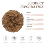 FESHFEN Messy Bun Hair Pieces - Large Wavy Curly Elastic Hair Bun Scrunchies Ponytail Extensions Synthetic Chignon Hairpieces for Women, Strawberry Blonde 1.94oz