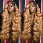 Honey Blonde Lace Front Wigs Human Hair 13x6 Ombre HD Transparent Lace Frontal Wig for Women 12A Body Wave Lace Front Wigs Human Hairs Pre Plucked with Baby Hair