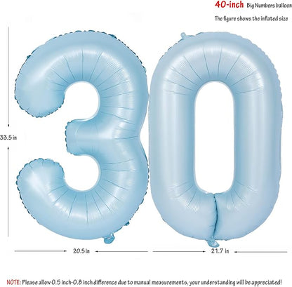 40 In Matte Blue Number Balloons Helium Foil Mylar Balloon Party Digital 30 | - Image 2