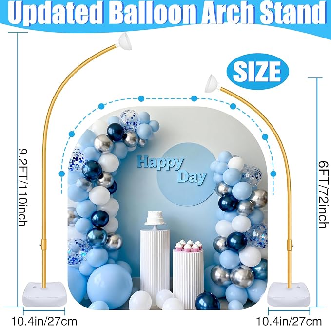 Balloon Arch Stand for Wedding Arch Frame Decoration 9.2FT & 6FT | Glod - Image 3