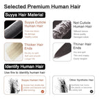 SUYYA Tape in Hair Extensions Human Hair Ash Blonde Highlighted Bleach Blonde 12 Inch 40g/pack 20pcs Straight Seamless Skin Weft Tape in Real Human Hair Extensions(12inch #P18/613)