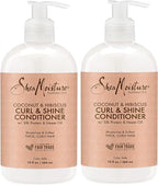 SheaMoisture Curl and Shine Conditioner For Thick, Curly Hair Coconut and Hibiscus Sulfate Free, 13 Fl Oz (Pack of 2)