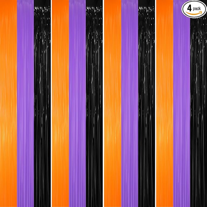 GOER 3.2 ft x 8.2 ft Metallic Tinsel Foil Fringe Party Backdrop by GOER