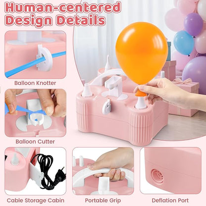 4-in-1 Electric Balloon Pump for All Balloons, Portable Dual Nozzle 600W Air - Image 7