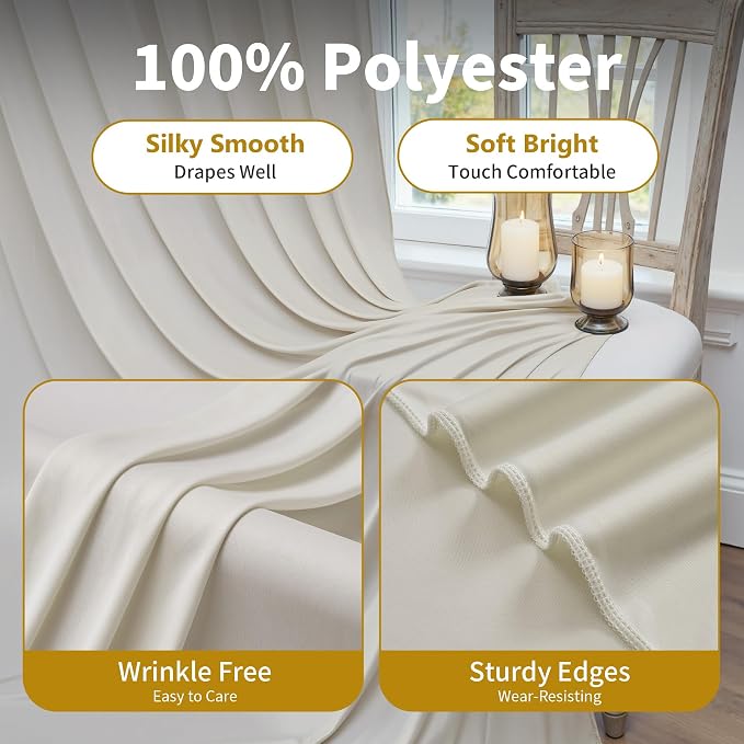 50×12ft Wrinkle Free Beige Backdrop Curtain - Image 2