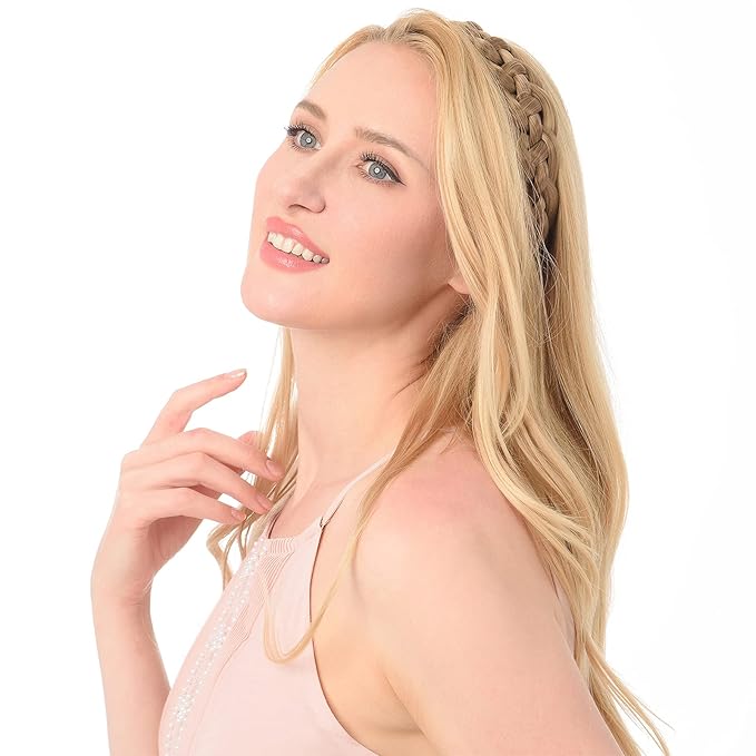 DIGUAN Hollow out Synthetic Hair Braided Headband Hairpiece Women Girl Beauty accessory for Women (Dark Brown)