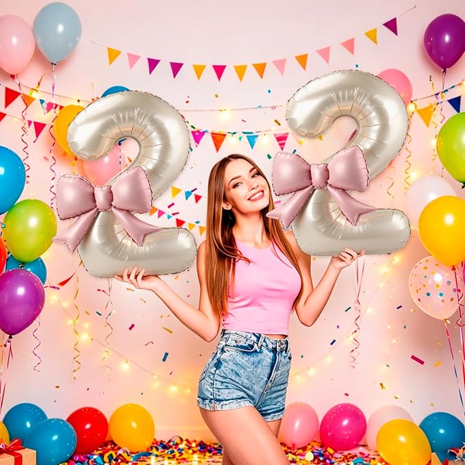 40 Inch Cream Number 2 Balloon - Image 4