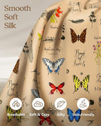 2 Pack Mulberry Silk Pillowcase for Hair and Skin - Standard Size 20 x 26 Inches with Hidden Zipper Plants Butterfly 19 Momme Soft Sleeping Silk Pillow Case for Women, Moms