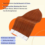 Full Shine Tape in Hair Extensions Human Hair Color 550 Copper 24 Inch Natural Straight Remy Human Hair Tape in Extensions 50Grams Invisible Seamless Skin Weft Real Hair 20PCS for Women