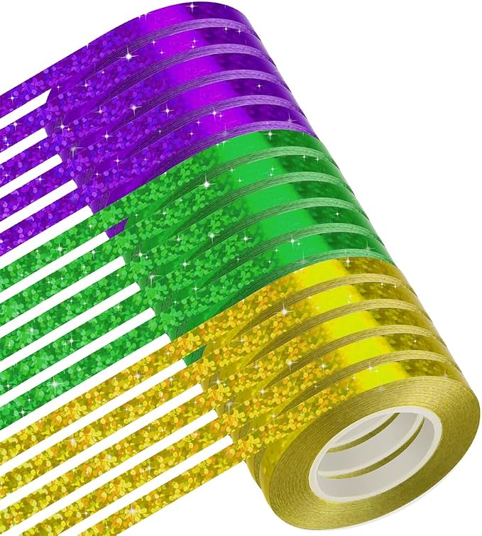 15 Rolls Ribbons Purple Green Gold Curling Ribbon Shiny Metallic-Looking by LACNNY