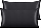 NTBAY 2 Pack Satin King Pillowcases for Hair and Skin, Luxurious and Silky Pillow Cases with Envelope Closure, 20x36 Inches, Black