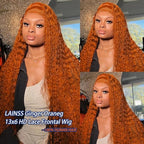 Ginger Orange Deep Curly HD Lace Front Wigs for Women 13x6 Wet and Wavy Deep Wave Frontal Wigs Human Hair 210% Density 350# Colored Glueless Wig Human Hair Pre Plucked 20Inch