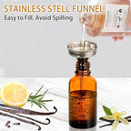 12 Pack 2oz Amber Glass Bottles for Vanilla Extract, Boston Round Leak-Proof Brown Glass Jars with Caps, Bonus Funnel - Ideal for Homemade Extracts, Essential Oils, DIY Christmas Party Gift Supplies