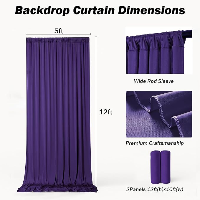10ft×12ft Deep Purple Backdrop Curtains - Image 8