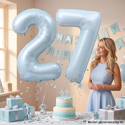 40 Inch Light Blue Number 7 Foil Balloon - Image 4