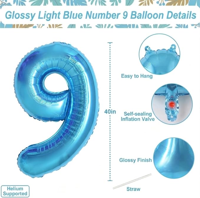 Light Blue Number 19 Balloon 40Inch, Foil Numeral - Image 4