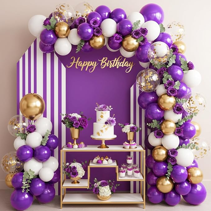 RUBFAC Purple Balloons Different Sizes Dark Purple Balloon Arch 129pcs | Pack - Image 8