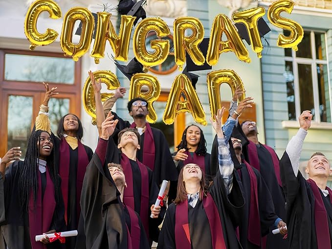 16 Inch Gold Congrats Grad Banner Balloons, Graduation Decorations 2026 - Image 5