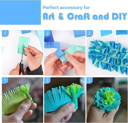 PartyWoo Blue and White Sky Light White Crepe Paper Streamers 6pcs 492 FT | - Image 4