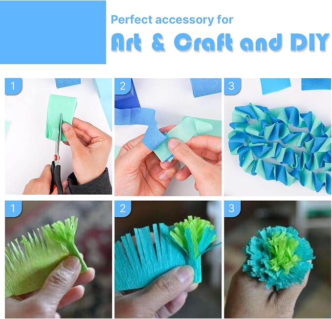 PartyWoo Blue Light Baby Pastel Blue Crepe Paper Streamers 6 Rolls 492 FT | - Image 4