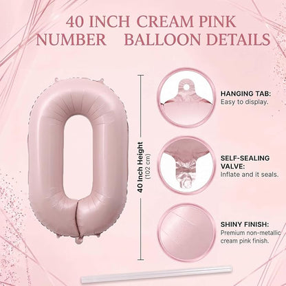 Baby Pink Number 10 Balloon 40 Inch, Foil Digits Festive Party Supplies | - Image 4