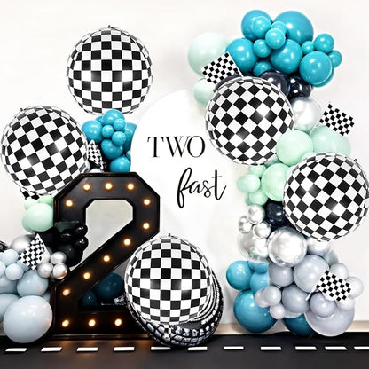 6 Pcs 4D Checkered Balloons, 22 Inch Sphere Checkered Foil Balloons - Image 3