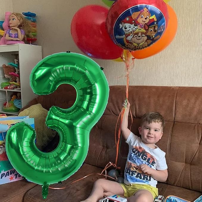 TONIFUL 40 Inch Dark Green Number 3 Balloons Large Foil 3rd Birthday Decor | - Image 4