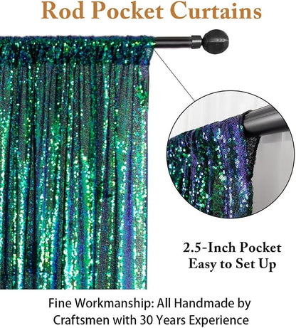 ShinyBeauty Sequin Backdrop 10x10FT Iridescent Green | Glitter Photo Background - Image 4