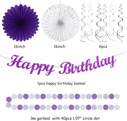 Purple Lilac-Lavender Silver Women Birthday Party-Decorations - Image 3