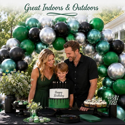 Green Black Balloons Metallic Green Silver Balloons - Image 7