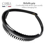 Camila Paris AD110 French Headband for Women, Black, Strong Hold Grip Women's Hair Band, Very Flexible, No Slip and Durable Styling Girls Hair Accessories, Made in France