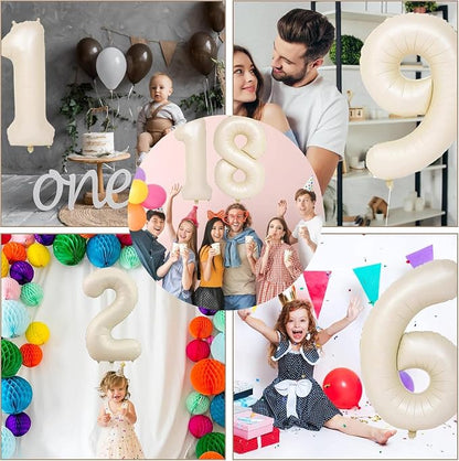 40 inch Cream White Number Balloon Giant Foil Helium Balloons Beige Number 6 - Image 5