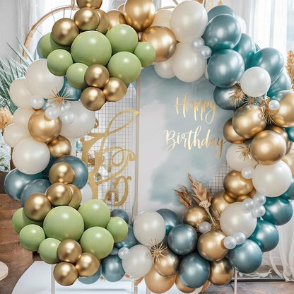 Dusty Blue Green Balloon Garland Kit, Slate Blue Haze Fog Blue Sage Green Beige - Image 9