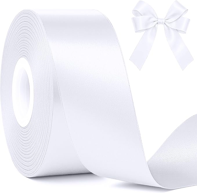 1 1/2In 30Yards Polyester White Ribbons by Fullive