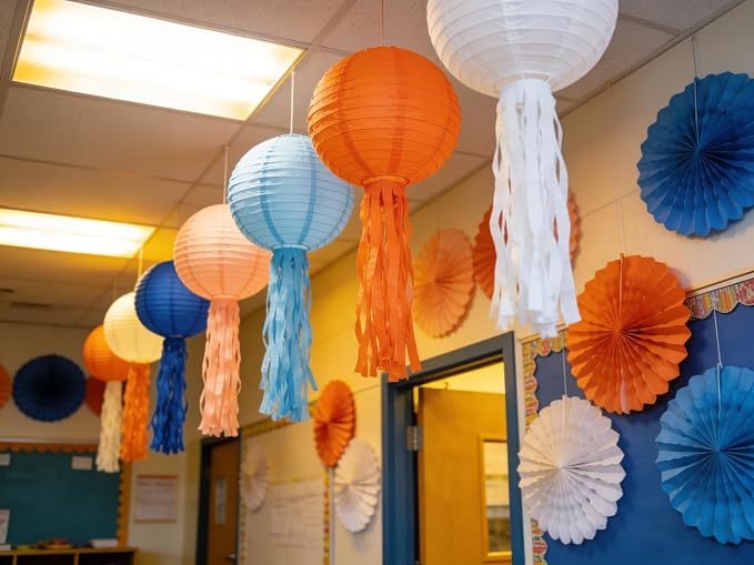 Blue & Orange Paper Lanterns Set - Image 5