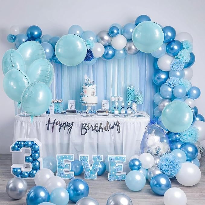 TONIFUL 30Pcs 18 Inch Large Light Blue Round Shape Foil Balloons Big Light Blue - Image 3