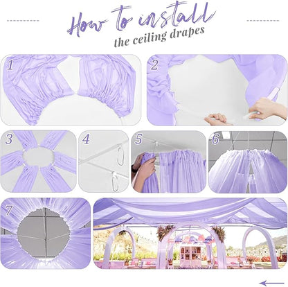 Purple Ceiling Drapes for Wedding 5ftx10ft Arch Draping Fabric Sheer Curtains - Image 7