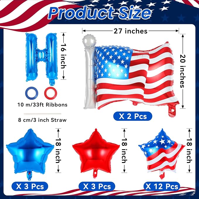 29 Pcs 4th of July Balloons, Independence Day Decorations Balloon, American - Image 2