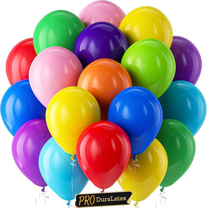 Pro Duralatex Rainbow Extra-Thick Balloons 120 Pack 10 inch | Assorted Rainbow by Bezente