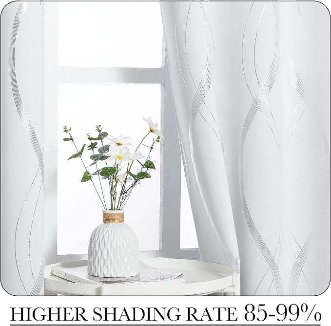 NICETOWN Greyish White Room Darkening Curtains - Image 5