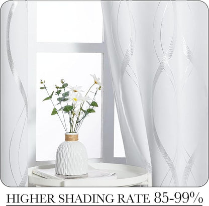 NICETOWN Greyish White Room Darkening Curtains - Image 5