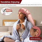 Hair Dryer Bonnet Attachment: Upgraded Extra Large Hooded Dryer Adjustable Hair Dryer Caps - Easy to Use for Natural Curly Textured Hair Care Styling Fast Drying - Rose Gold